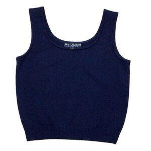 St John Basics Womens Tank‎ Top Regency Black Knit Dark Academia Dog Show Small